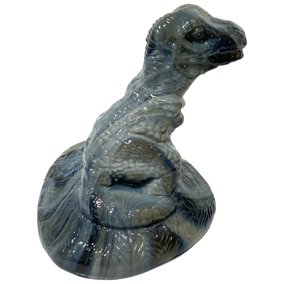 Boyds Crystal Art Glass Toffee Swirl Slag Rex the Dinosaur 2000 Vintage Boxed - Picture 1 of 10